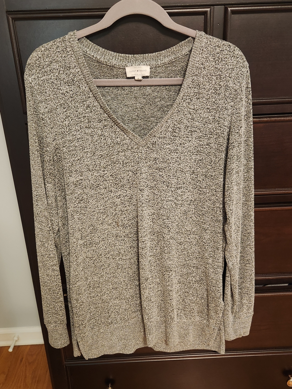 Lucky Brand Gray Heather V-Neck Sweater